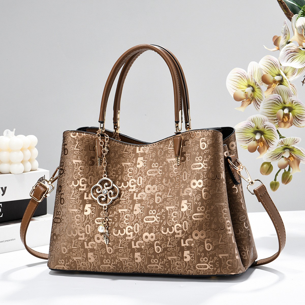 Premium Embossed Number Pattern Shoulder Bag & Handbag for Women Prime 109 - Image 6