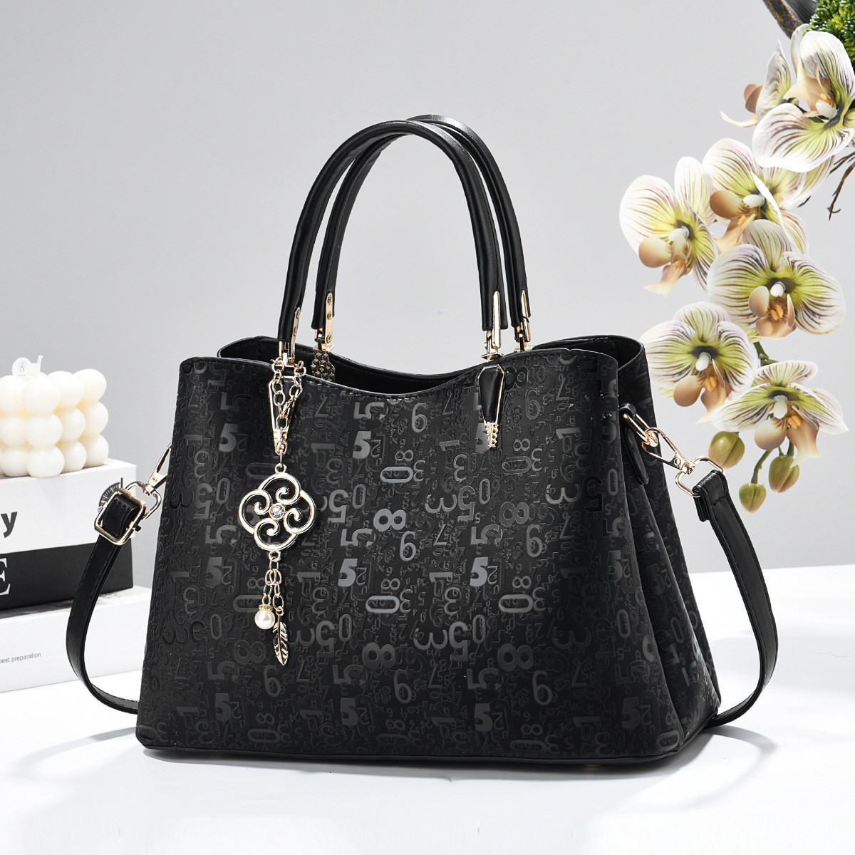 Premium Embossed Number Pattern Shoulder Bag & Handbag for Women Prime 109 - Image 5