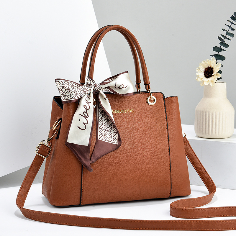 Women’s Ribbon-Accent Textured Leather Handbag – Top-Handle & Crossbody Tote Prime 144 - Image 2