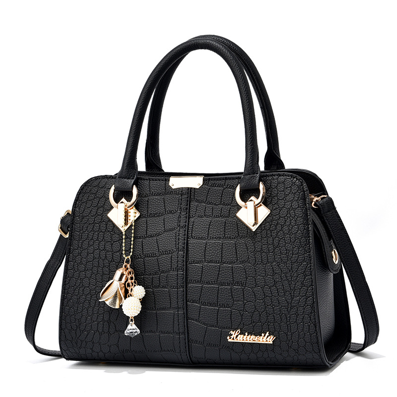 Women’s Croc-Embossed Top-Handle Tote & Crossbody Bag with Floral Charm Prime 163 - Image 4