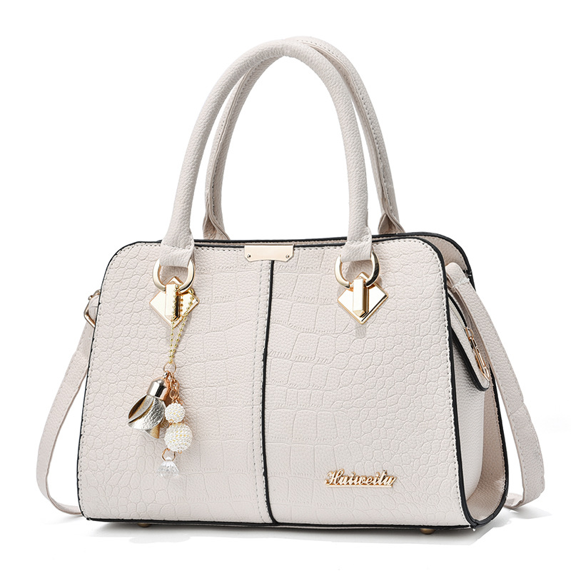 Women’s Croc-Embossed Top-Handle Tote & Crossbody Bag with Floral Charm Prime 163 - Image 3